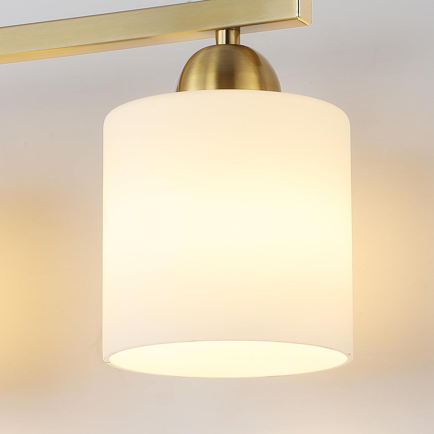 Stainless Steel Milk Glass Vanity Lights for Bathroom, 3 Light Gold Bathroom Light Fixtures Over Mirror, Ceramic E26 Sockets Wall Mounted