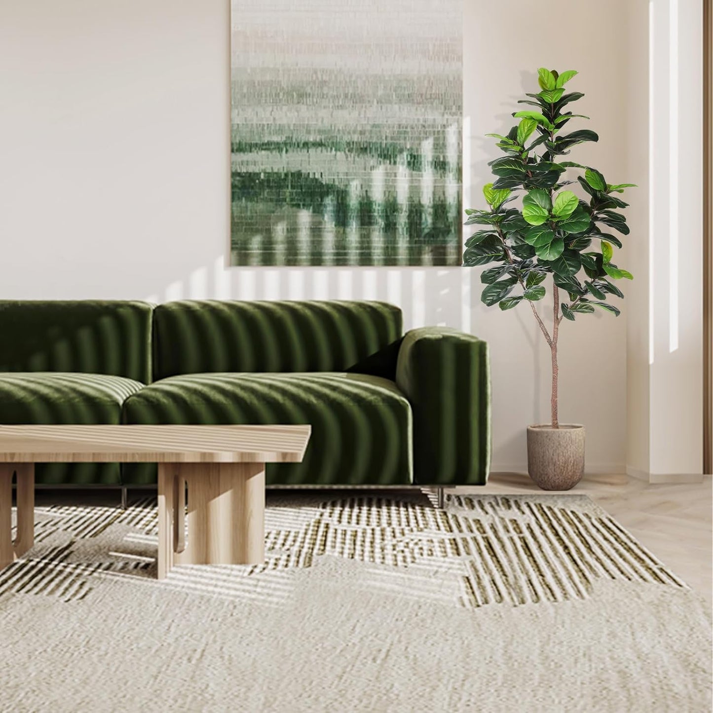 Artificial Fiddle Leaf Fig Tree - 6.5ft Faux Ficus Lyrata Plant with 108 Fiddle Leaves Fake Fig Silk Tree in Pot Artificial Tree for Indoor Outdoor Home Office Perfect Housewarming