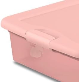 Sterilite 12 Pack Wheeled Under Bed Storage Container, 56 Qt Plastic Bin w/Latching Lid for Organization - Clothes & Shoes Organizer, Pearl Blush Tint