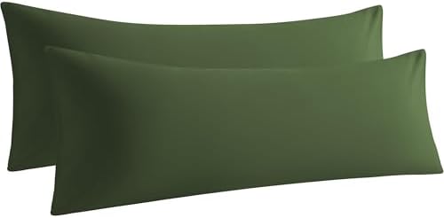 Body Pillow Cases, 2 Pack, 20x54 in, Microfiber, Olive Green by Aerlomi