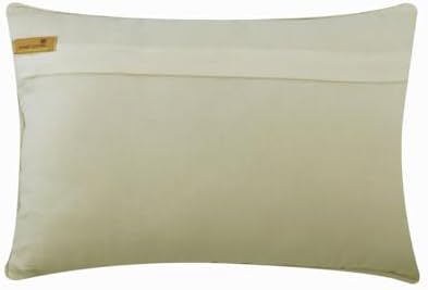 The HomeCentric Ivory Pack of 2, Linen Applique Lumbar Pillow Covers, Geometric - Image 3