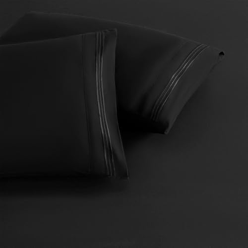 Black King Size Pillow Cases Set of 2, Microfiber - Image 3