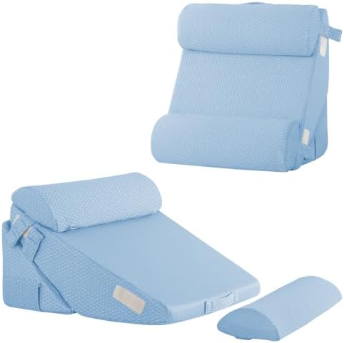 Bedluxe Adjustable 4pcs Bed Wedge Pillow Set, Memory Foam Wedges Pillow Post by Bedluxe