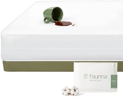 100% Cotton Waterproof Mattress Encasement, Bed Bug & Dust Mite Proof Cover by FAUNNA