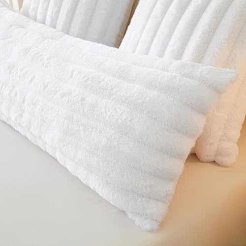 MEGO 20x54 Body Pillow Cover, Soft Wide Ribbed Faux Rabbit Fur - Image 6