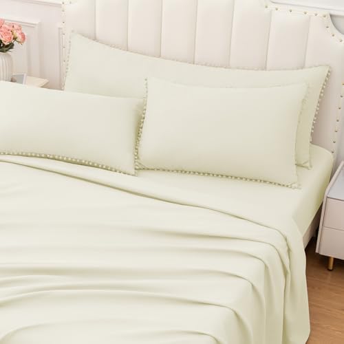 Pom Poms Pillow Shams King Size Set of 2, Soft Microfiber Shams Cover - Image 2