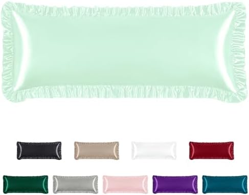 Homiest Mint Green Ruffle Satin Body Pillow Cover by Homiest