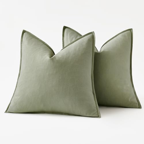 MIULEE Decorative Linen Pillow Covers 18x18 Inch Sage Green - Image 6