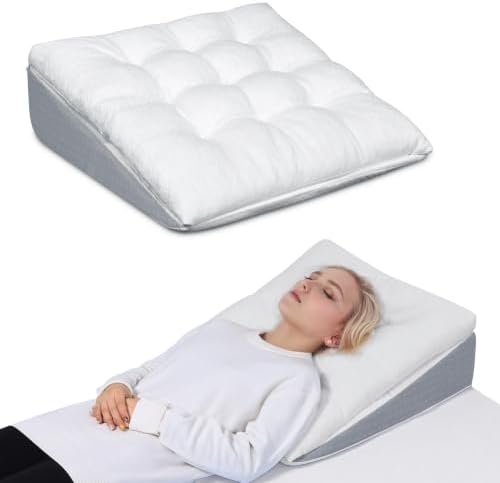 Bed Wedge Pillow for Sleep Apnea 7.5Inch Gerd Pillow Patent Dual Layer Triangle by TANYOO