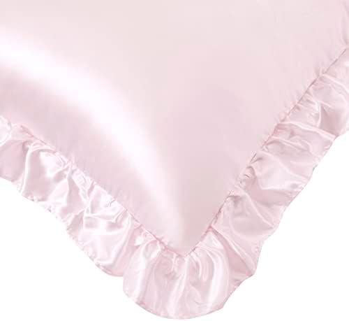 Blush Pink Satin Ruffled Pillow Cases - Image 4