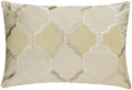 The HomeCentric Decorative Ivory 12"x18" Lumbar Pillow Cover, Jacquard Lattice by TheHomeCentric
