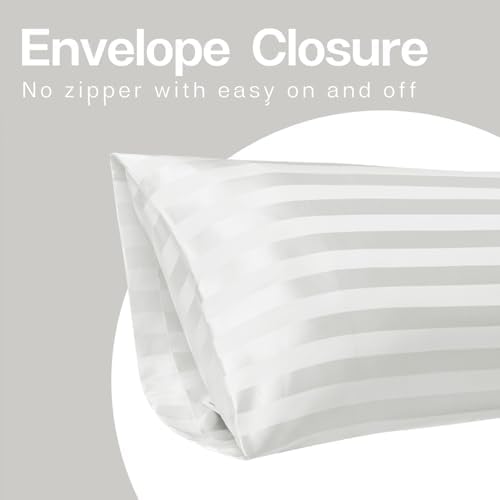 MR&HM Satin Body Pillow case, Ivory Striped - Image 3