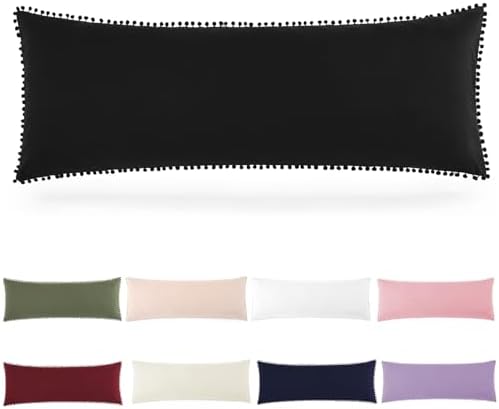 Pom Poms Pillow Shams Body Size, Soft Microfiber Shams Cover by HommxJF