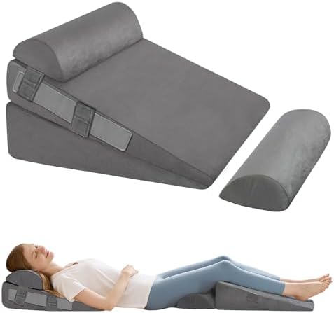 4Pcs Wedge Pillow Set for After Surgery, Acid Reflux Relief, Adjustable Bed by WGAKCED