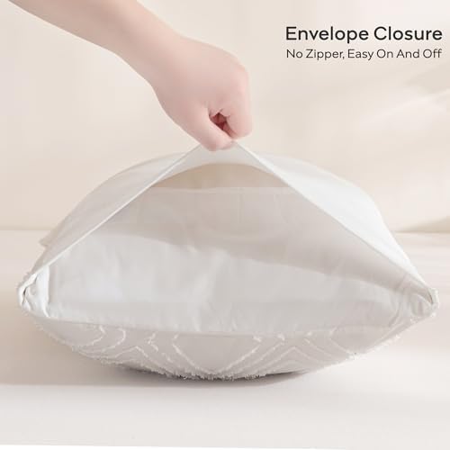 JELLYMONI Bright White Grid Tufted Pillowcases King Size - Image 5