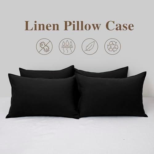 CHUFFED 100% French Linen Pillow Cases King Size Set of 2, Luxury Washed Flax - Image 6