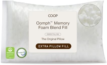 Coop Home Goods Extra Oomph Fill, Cross-Cut Memory Foam, Medium Density Pillow by CoopSleepGoods