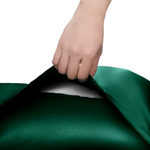 Homiest Blackish Green Ruffle Satin Pillowcase Set of 2 - Image 6