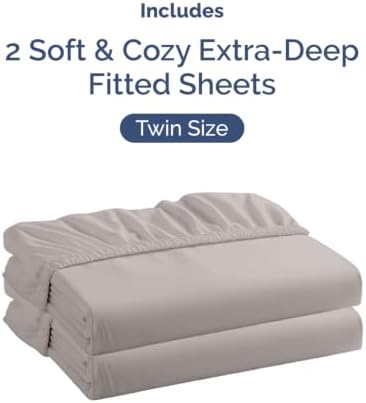 CGK Linens 2 Pack Extra Deep Twin Fitted Sheets - Image 4