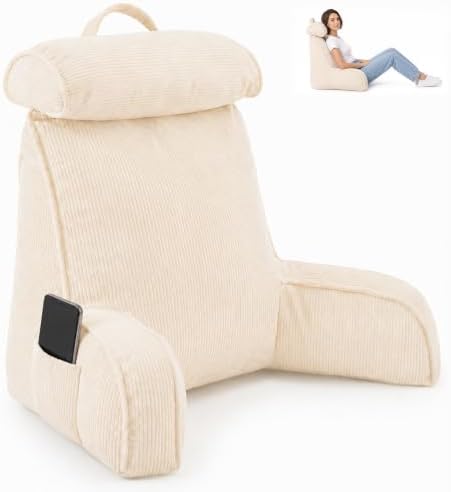 Reading Pillow for Bed with Detachable Neck Roll and Shredded Memory Foam by Unknown
