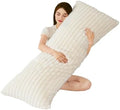 Full Body Pillow with Fluffy Stripe Faux Fur Removable Cover, Long Bed Pillow by Memfydu