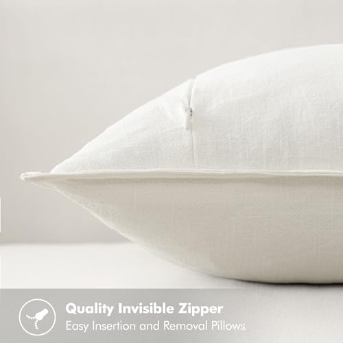 MIULEE Cream Boho Linen Decorative Pillow Covers 24x24 Inch Pack of 4 - Image 4