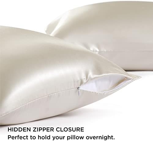 Bedsure Satin Pillowcase with Zipper, King Pillow Cases Set of 2 - Image 4