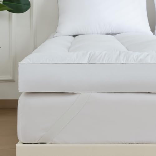WhatsBedding 5 in Goose Feather Bed Mattress Topper, 100% Cotton Fabric - Image 3