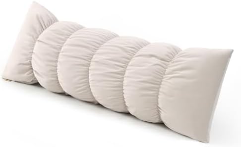 Pat. Pend. Long Bed Pillow for Side Sleepers, 47 Inch, Misty White by Ailuteie