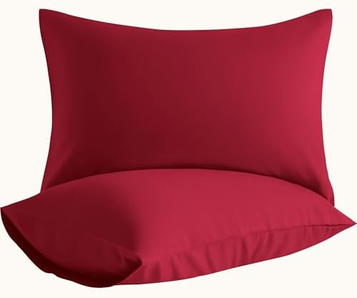 King Pillow Cases, 2 Pack, 20x40 in, Microfiber, Wine Red by Aerlomi
