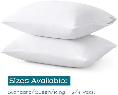 100% Cotton Zippered Pillow Cases Standard Size Set of 2, Super Soft & - Image 2