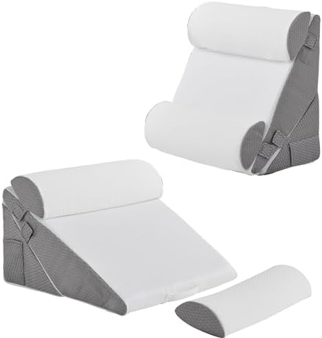 Bedluxe Adjustable 4pcs Bed Wedge Pillow Set, Memory Foam Wedge Pillows Post by Bedluxe