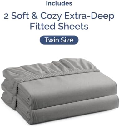 CGK Linens 2 Pack Extra Deep Twin Fitted Sheets - Image 4