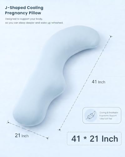 YZ HOME Cooling J Shaped Pregnancy Pillow, Removable Cover - Image 3