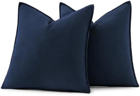 MIULEE Decorative Linen Pillow Covers 20x20 Inch Navy Blue - Image 6