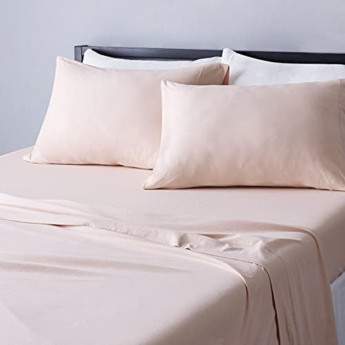 Amazon Basics 4 Piece Breathable 100% Cotton Jersey Knit Bed Sheet Set - Image 6