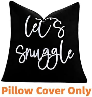 Sunkifover Let's Snuggle Decorative Throw Pillow Cover 18"x18" Black - Image 3