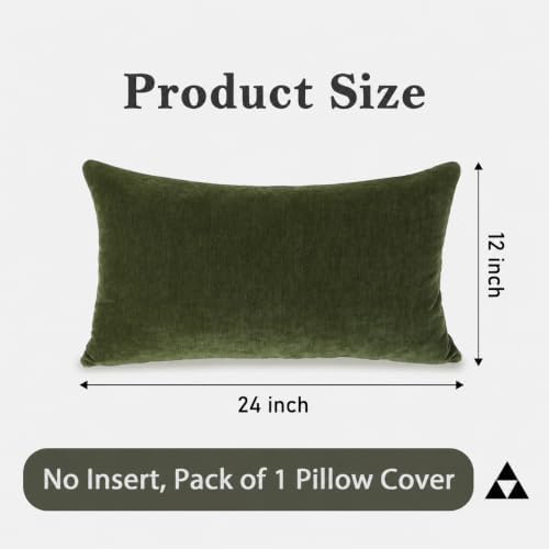 JoraLion Chenille Lumbar Pillow Covers 12X24 inch Moss Green - Image 3