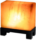 UMAID Himalayan Salt Lamp Rectangle, Natural Pink Rock Salt Lamp on Modern Wood Base with Night Light Bulb and Dimmable Cord, Spa Decor, Salt Massage Stones Ambiance, Meditation Accessories Decor Gift by UMAID