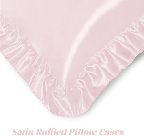Homiest Blush Pink Ruffle Satin Body Pillow Cover - Image 4