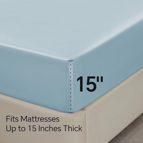 BEDELITE Satin Sheets Twin XL Size Bed Set, Light Blue, 3 Pieces - Image 6