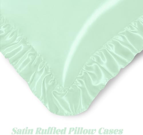 Homiest Mint Green Ruffle Satin Body Pillow Cover - Image 5