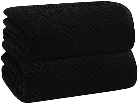 COTTON CRAFT Euro Spa Waffle Weave Bath Sheet - Set of 2 Black Towel Sheets by COTTONCRAFT