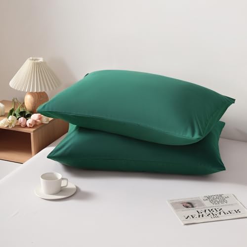 Queen Pillow Cases, 2 Pack, 20x30 in, Microfiber, Dark Green - Image 3