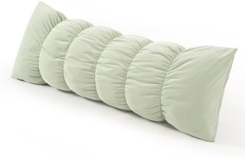 Pat. Pend. Segmented Long Bed Pillow, 47 Inch, Celadon Green by Ailuteie