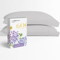 Carressa Linen 100% Egyptian Cotton King Size Pillow Cases Set of 2 - Luxury 600 Thread Count King Pillowcases (Silver), Silky Soft, Cooling, Breathable Sateen Weave Hotel Quality Bed Pillow Cover