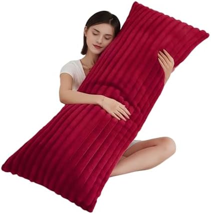 Full Body Pillow with Fluffy Stripe Faux Fur Removable Cover, 7D Fiber Fill by Memfydu