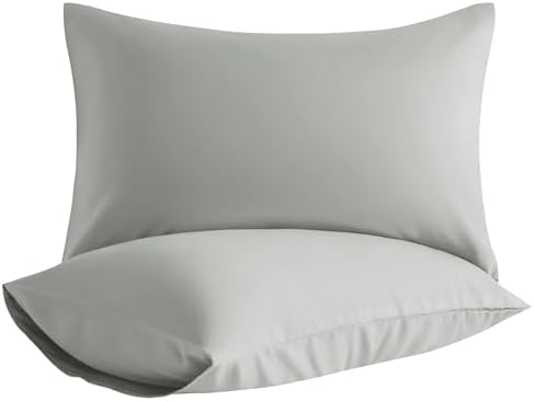 King Pillow Cases, 2 Pack, 20x40 in, Microfiber, Light Grey by Aerlomi