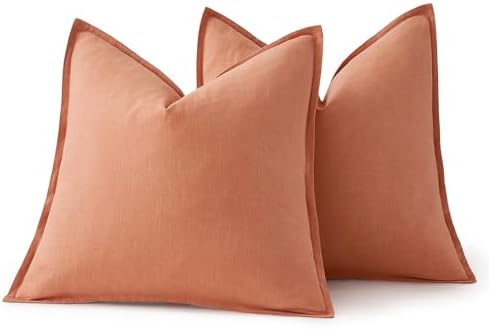 MIULEE Decorative Linen Pillow Covers 20x20 Inch Coral - Image 6