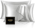 INFIIXSO Silk Pillow Cases Queen Size Set of 2, Hidden Zipper, Light Grey by INFIIXSO